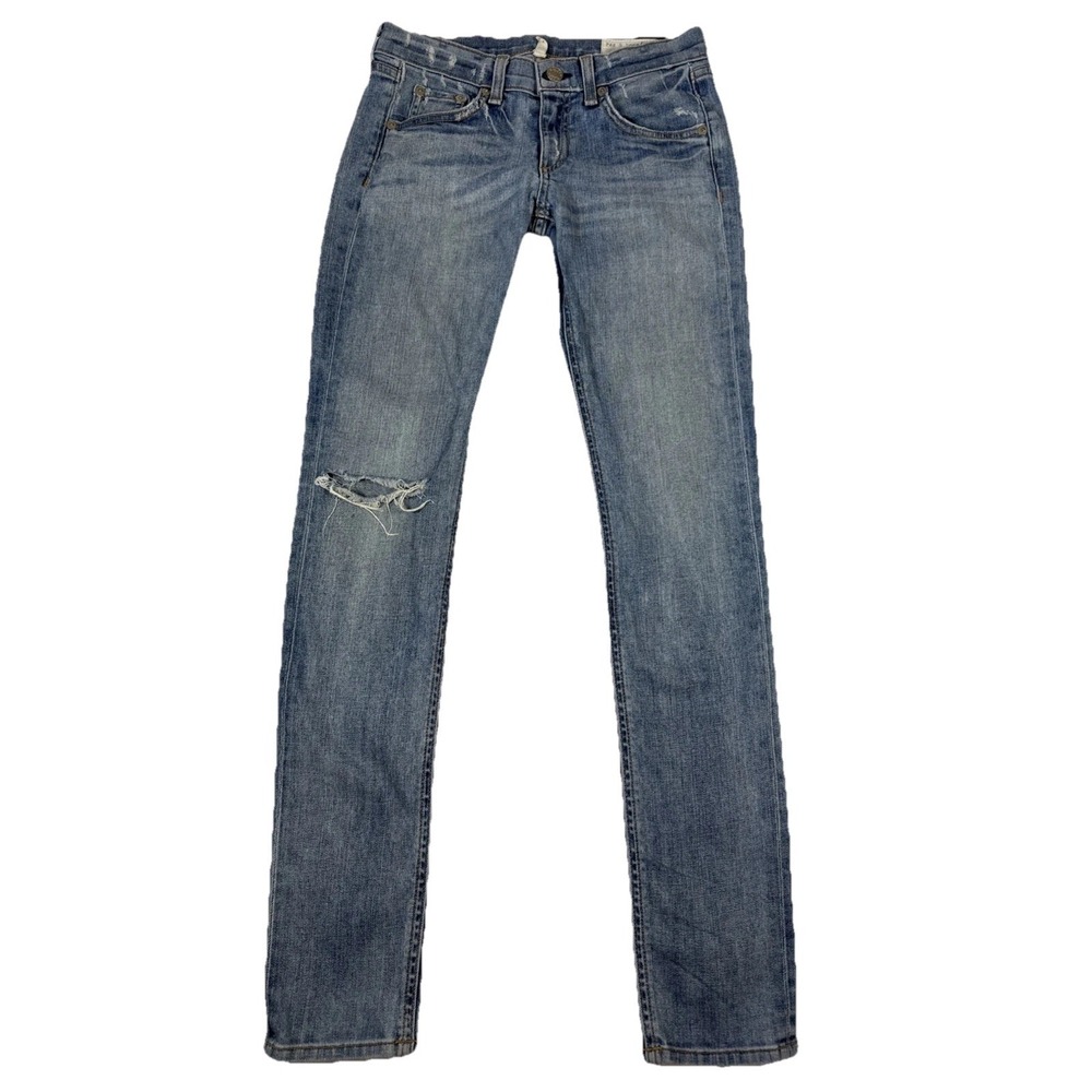 Rag & Bone Skinny Jeans Women 25 Blue‎ Distressed Low Rise USA Made